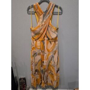Ted Baker Women's Ansa Cross Front Pleated Midi Dress Size 6 Multicolor